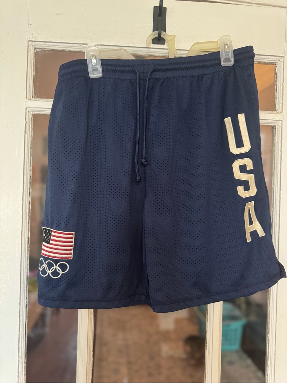 Men’s USA Navy Athletic Mesh Shorts with Olympic Patch from PACSUN